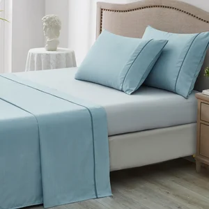 Microfiber Woven 4-Piece Bed Sheet Set 100% Polyester Solid Pattern Air-permeable All-Season Home Bedding