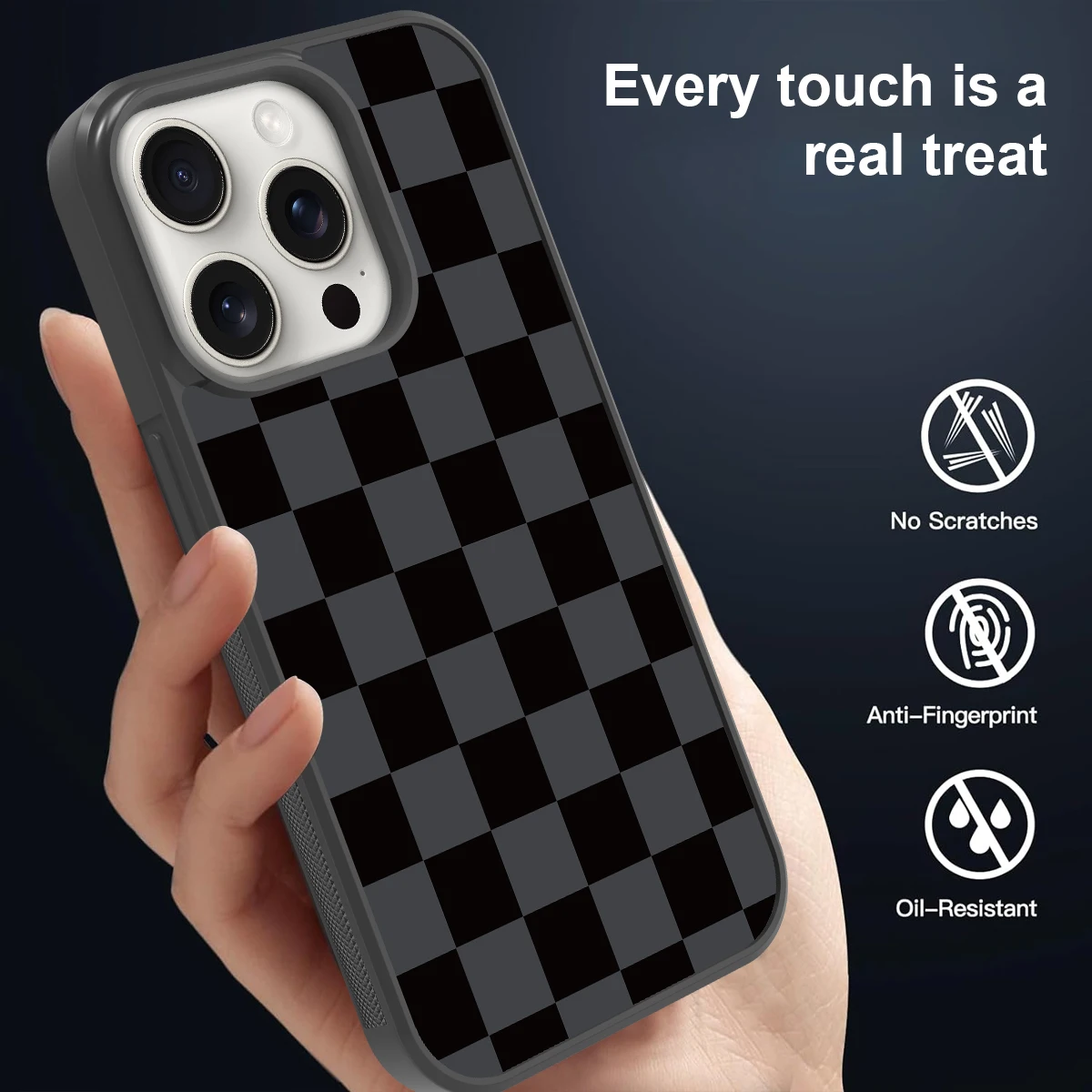 Simple phone case Anti-slip Magnetic Patch Black and Grey Squares For iPhone 16 15 14 13 12 11 Pro Promax HWC02 factory