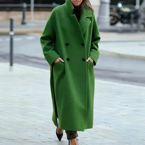 Fall/Winter Women's Elegant Long Loose Fit Plus Size Thick-Warm Windbreaker Coat