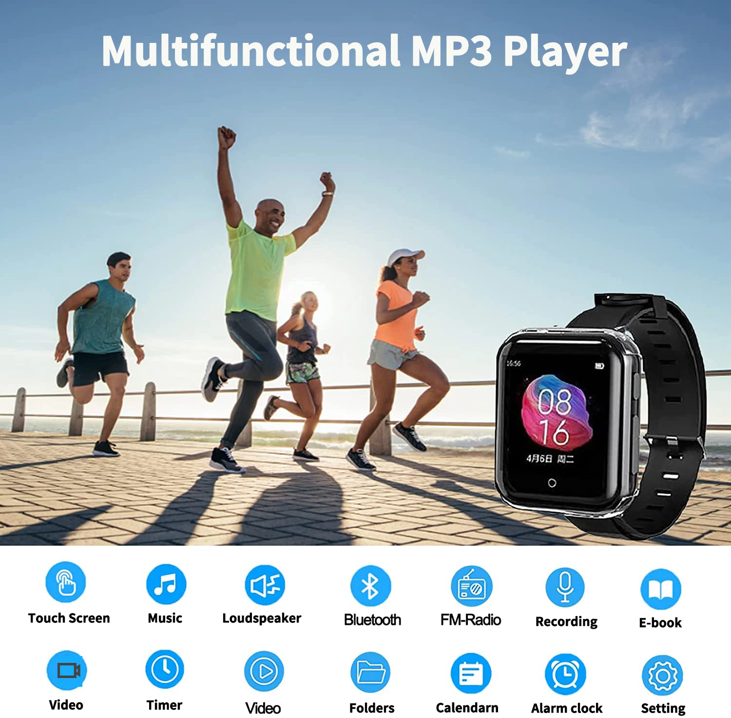 Ruizu M8 MP3 Watch Player Bluetooth Portable Sport High Sound Quality Music Downloading Health Tracking Audio Walkman MP3 Player