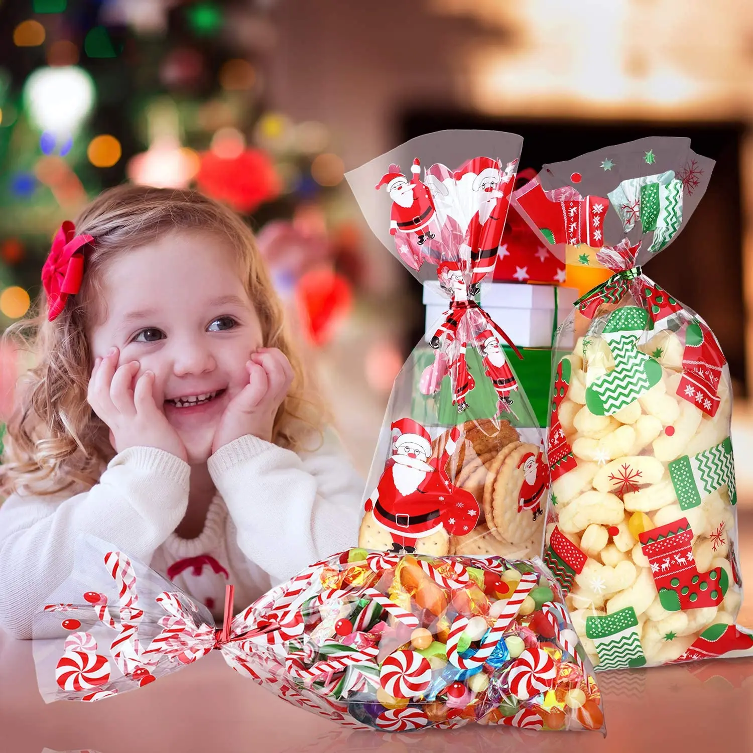 Wholesale Clear Storage Goodie Christmas Gift Treat Bags Party Custom