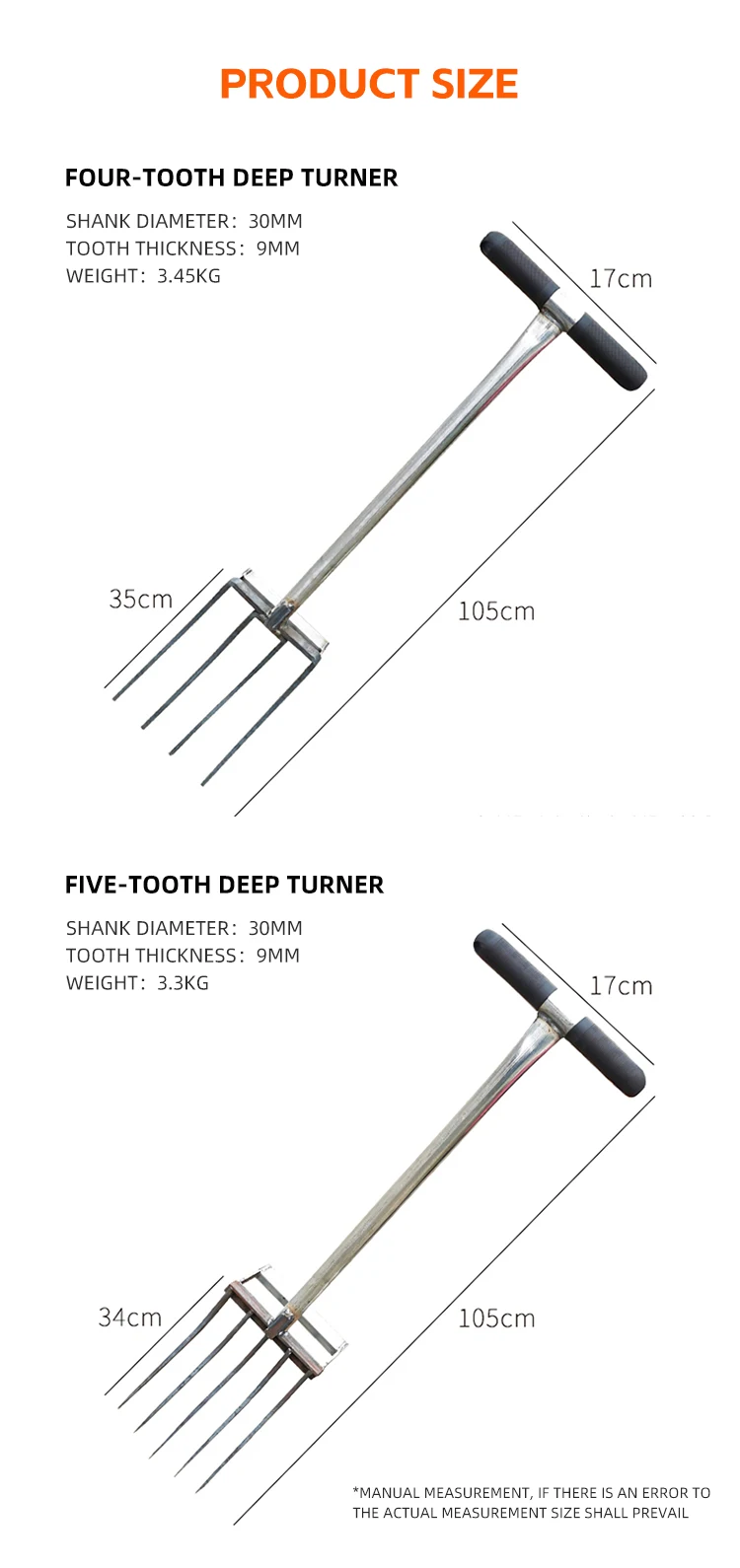 product high quality deep turning machine manual soil loosening artifact outdoor digging ground turning steel fork-3