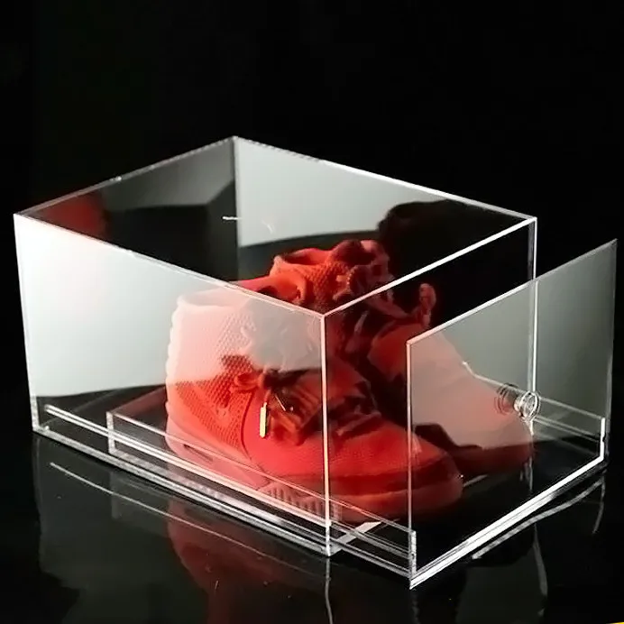 Spring Sign clear Men Sneakers yeezy Acrylic Transparent Black Shoe Storage  Box nike Sign with Pull Out Drawer