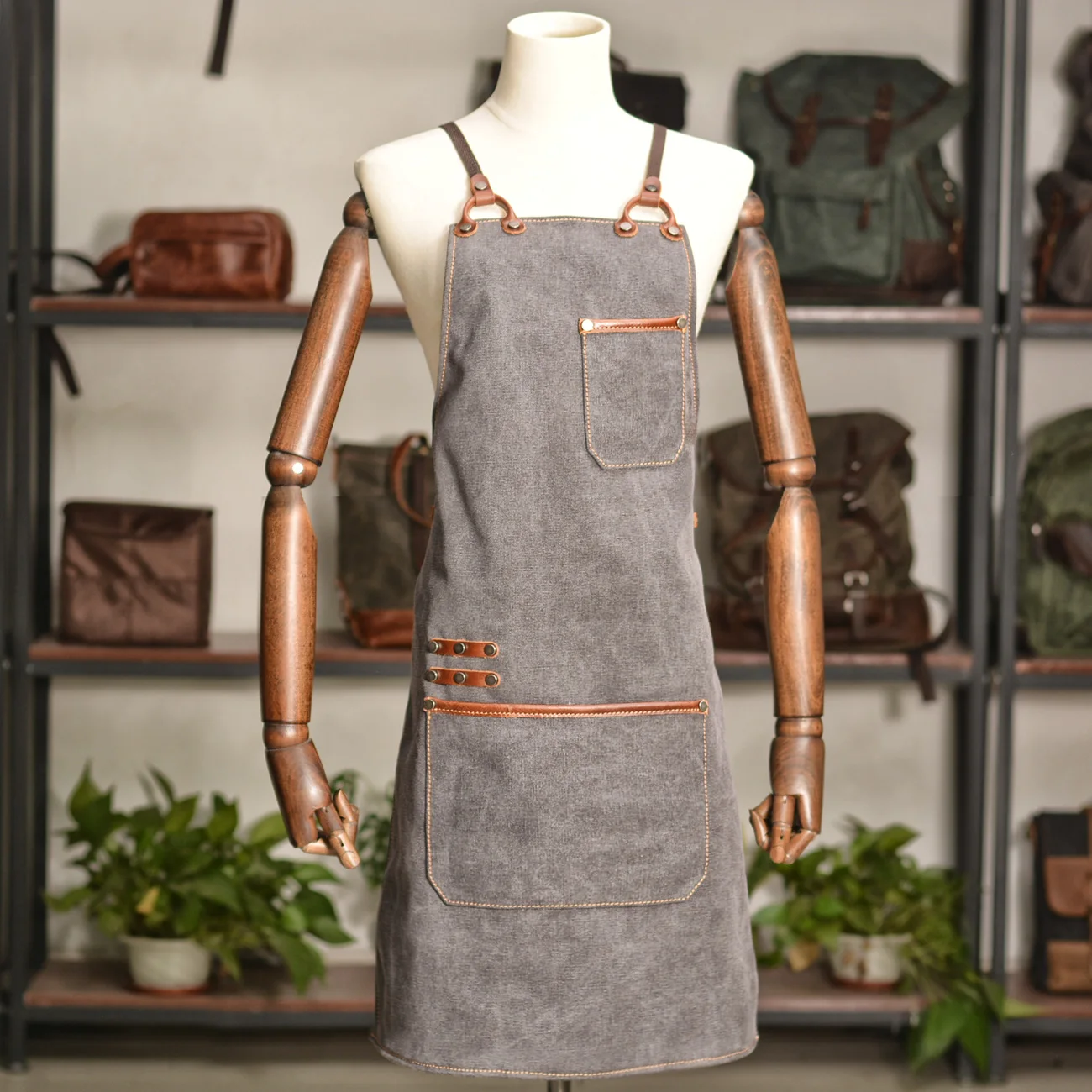 heavy duty  canvas work apron with tool pockets