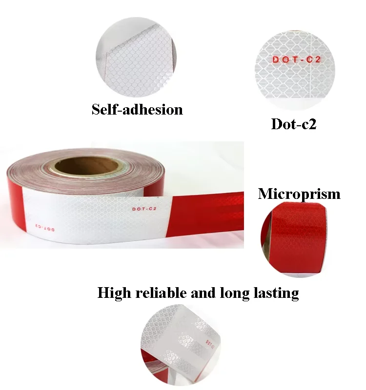High Visibility Vehicle  DOT-C2 Conspicuity Reflective Material Tape Sticker  5CM for Custom Traffic Signs factory