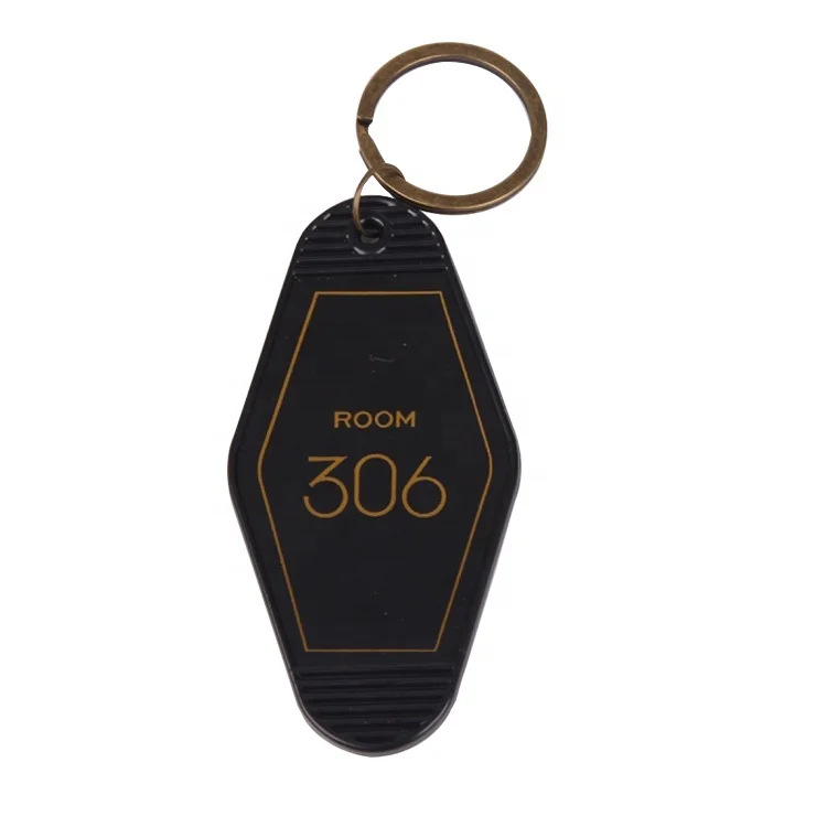 Custom logo Printing Plastic Retro Vintage Motel Hotel Keychains With Room Number factory