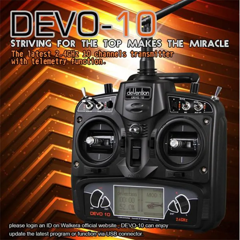 Walkera DEVO10 2.4ghz 10CH Radio & RX1002 Receiver for RC