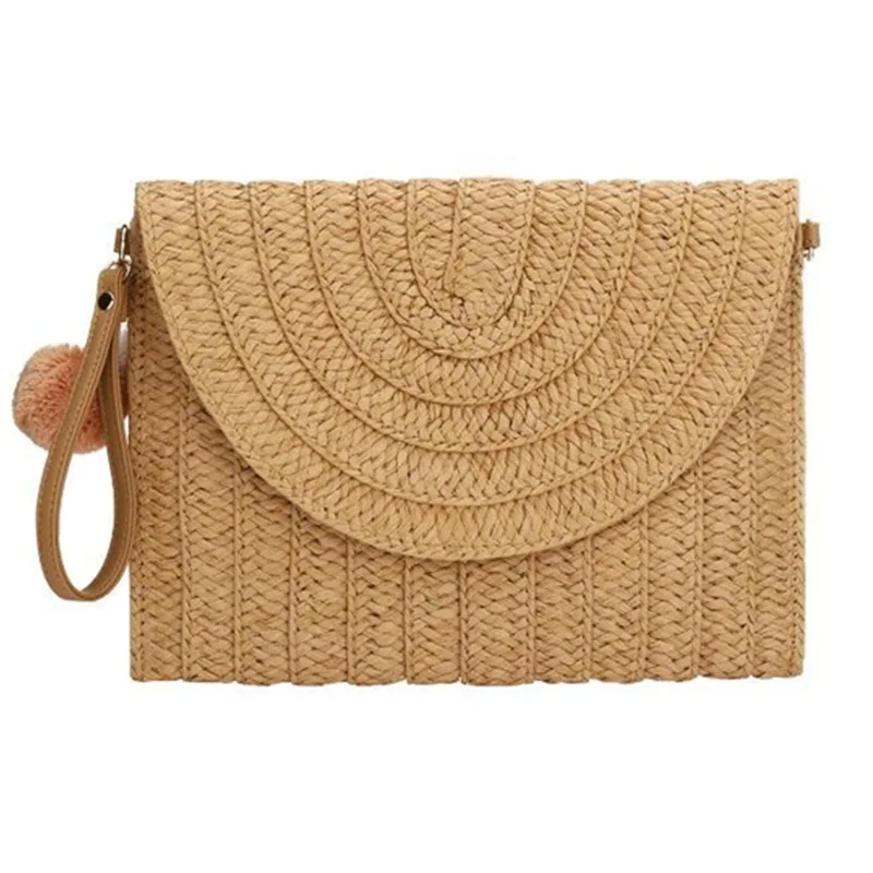 Straw Clutch Purse For Women Woven Rattan Wicker Envelope Bag Crossbody ...