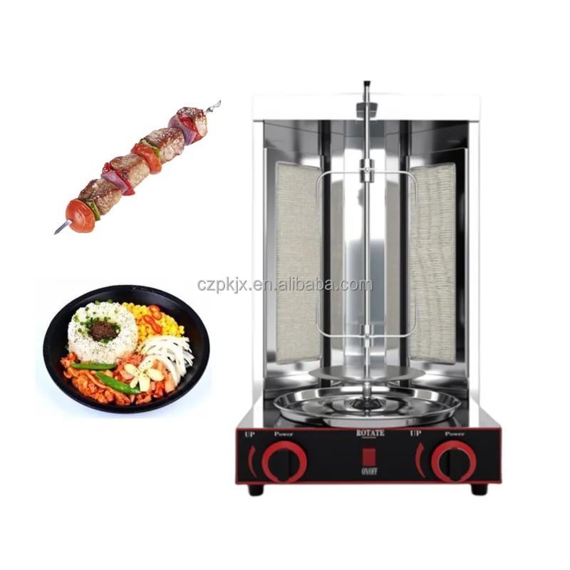 Combined Shawarma Machine Automatic Rotating Chicken Doner Kebab Machine with Griddle
