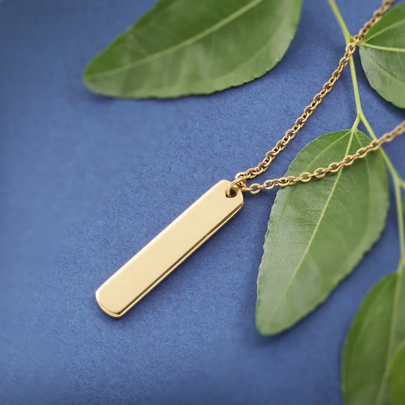 Gold Rectangle Bar Necklace
