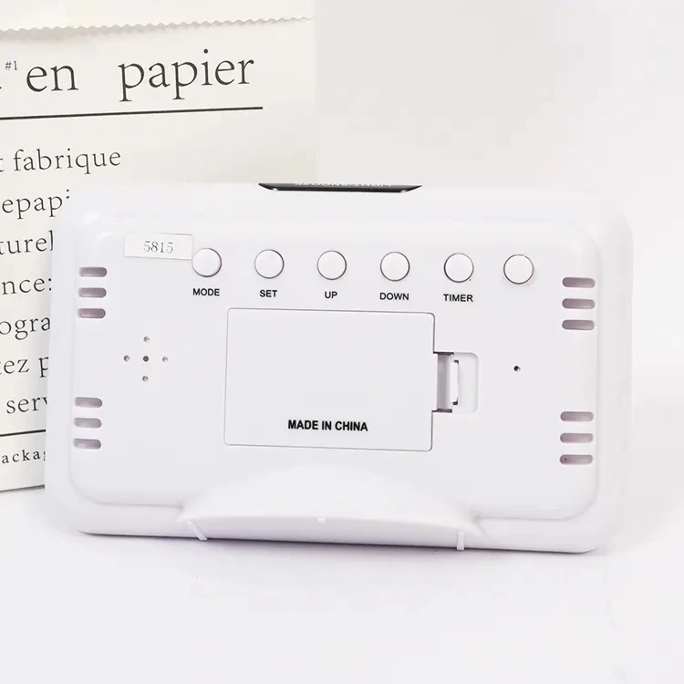 Table Digital Alarm Clock Big LCD Display Blue Color Background Lights World Time Calender With Temperature