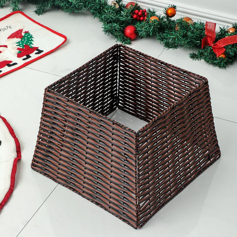 Wholesale Woven Rattan Christmas Tree Decoration Elegant Fence Xmas Tree Skirt Christmas Tree Ornament Base