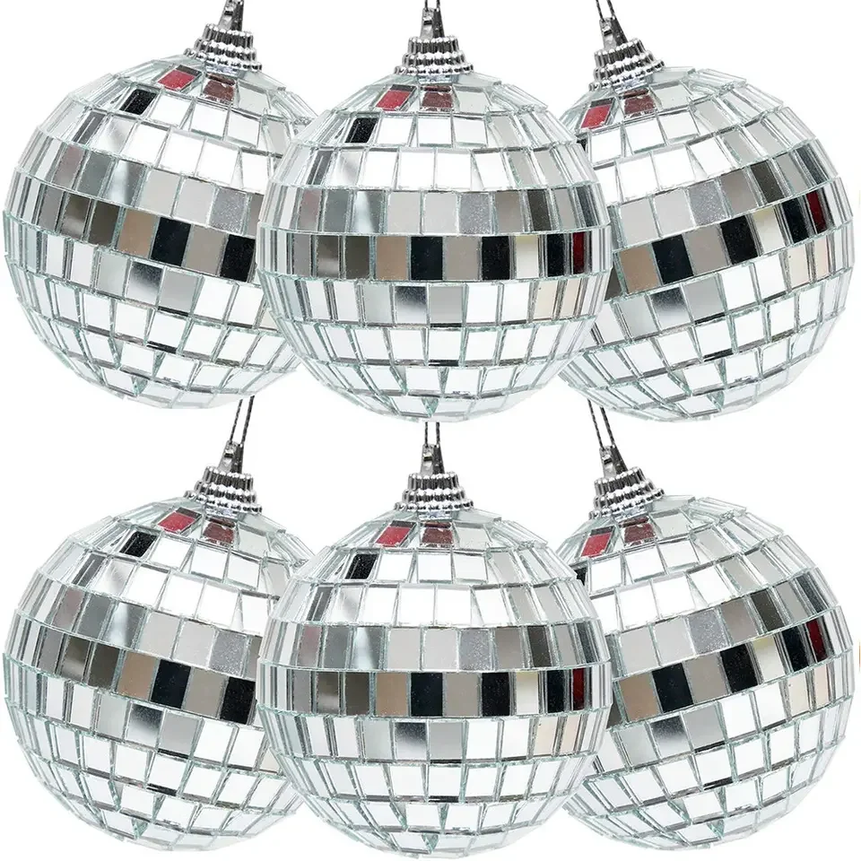 Shiny item type small hanging mini silver foam mirror disco christmas ball christmas tree ornament decorations balls wholesale factory