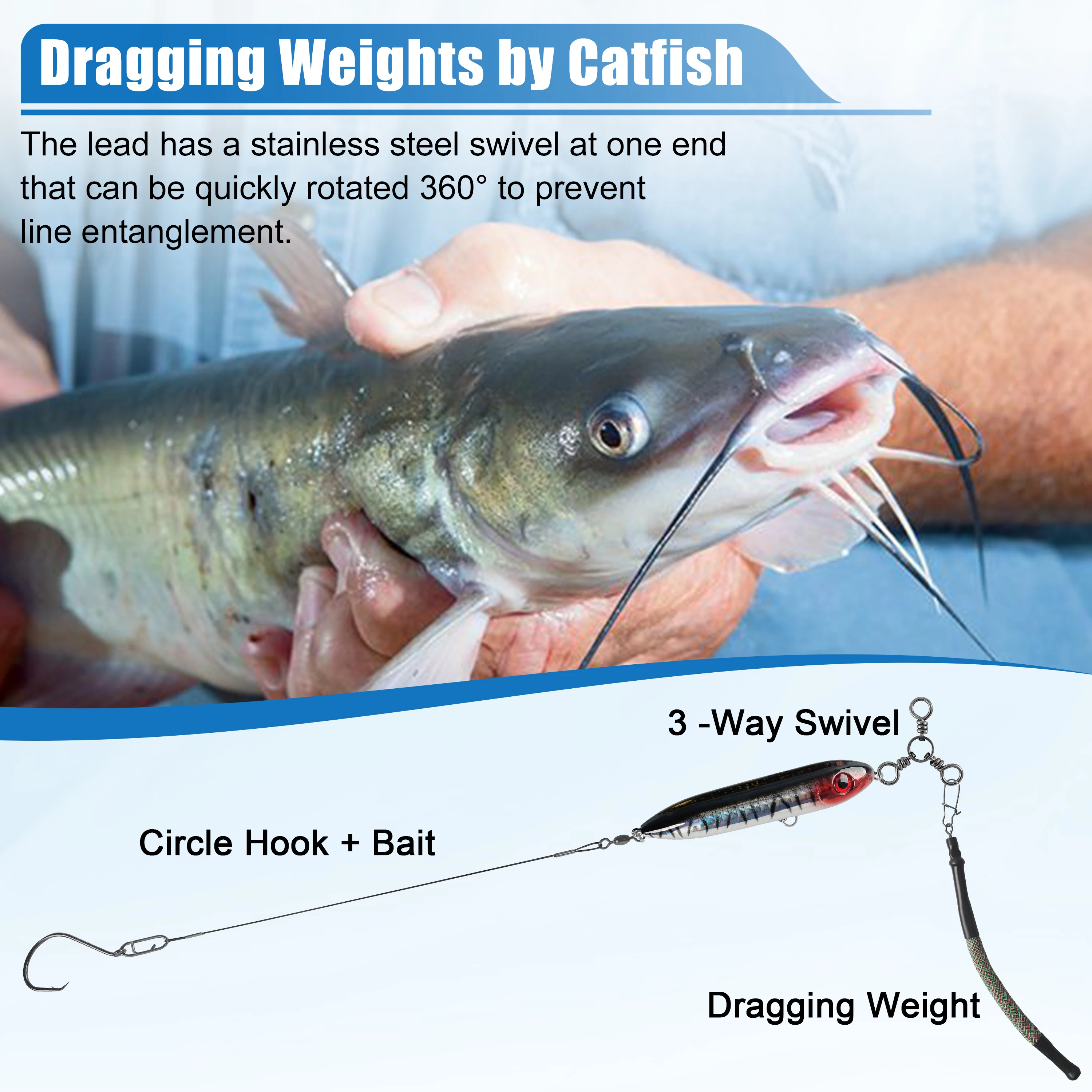 Catfish Dragging Weights for Dragging Trolling, and Drifting to