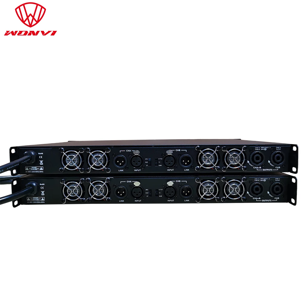 2 Channel 1U Class d Audio Professional Power Amplifier D2402