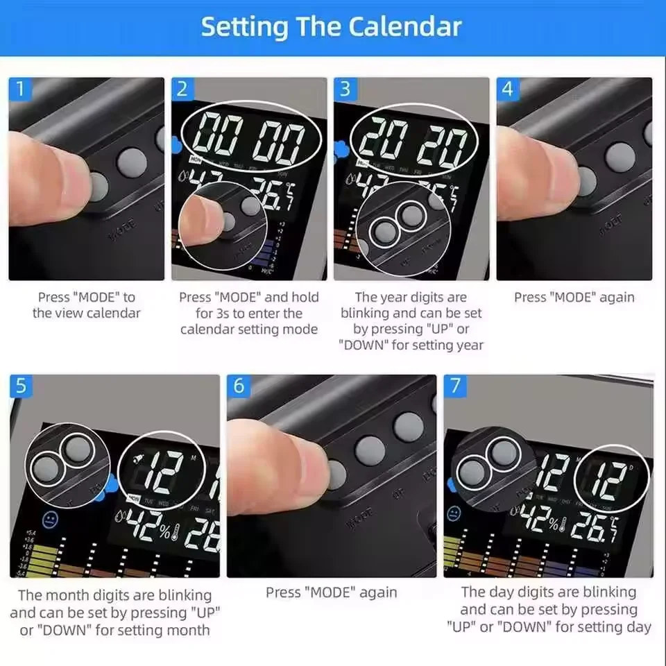 Square Projection Digital Weather LCD Snooze Alarm Clock Projector Color Display LED Backlight Digital Alarm Clock