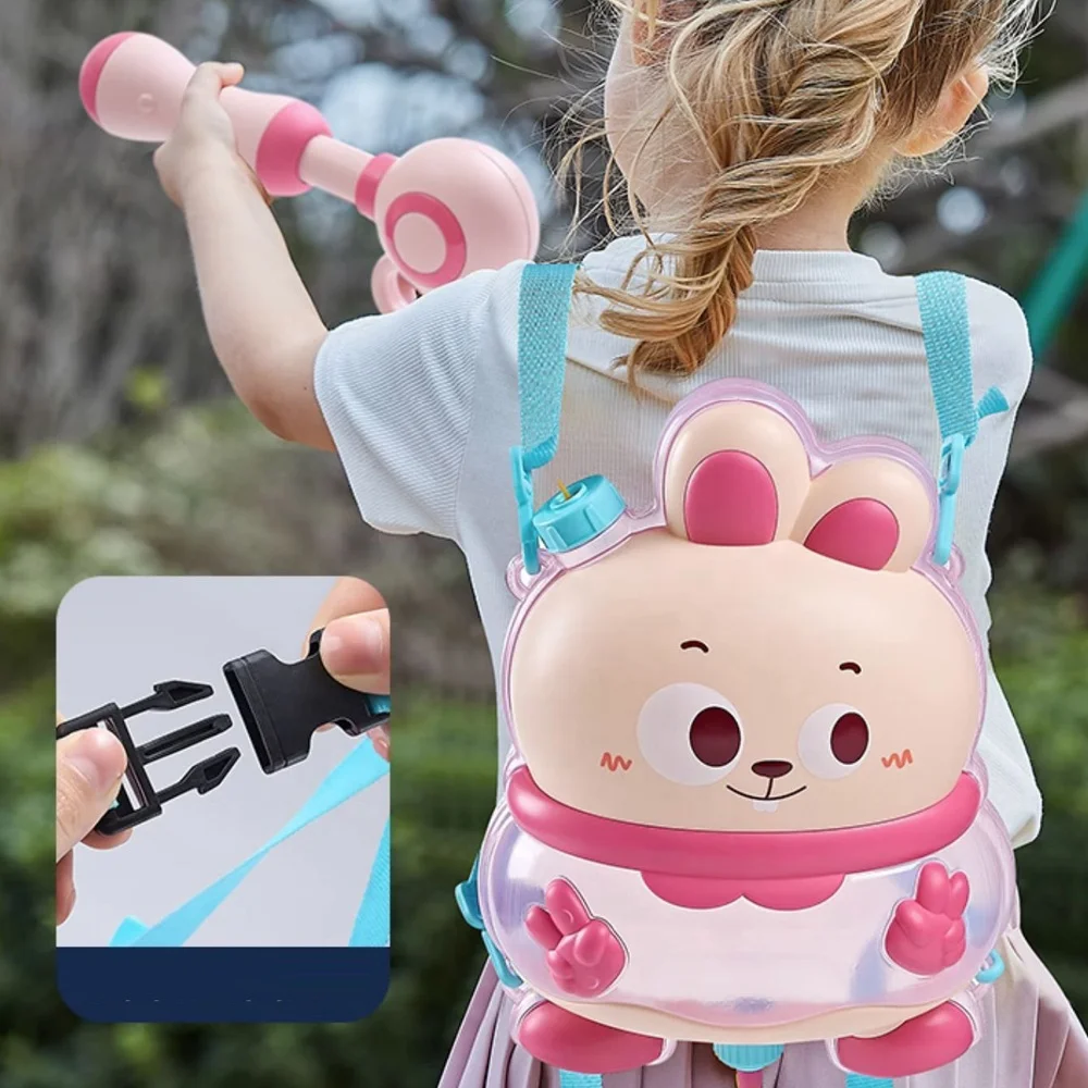 Cartoon Animal Shape Elephant Rabbit Transparent Backpack Water Gun Toy Summer Outdoor Water Spray Gun with Large Capacity tank