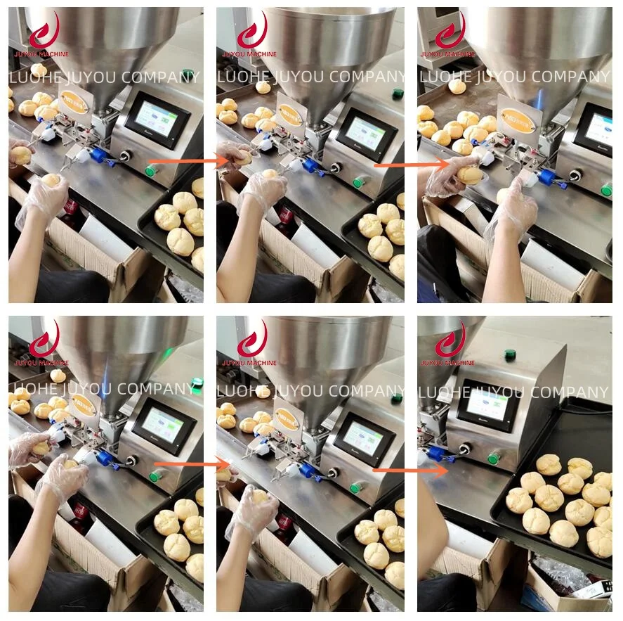 Automatic Double Injection Filling Puff Pastry Cream Depositor Maker Dough Depositor Machine