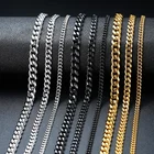 Chain Steel Women Chain Necklaces Hot-sale Curb Cuban Link Chain Chokers Basic Punk Stainless Steel Necklace For Men Women Vintage Black Gold Tone Solid Metal
