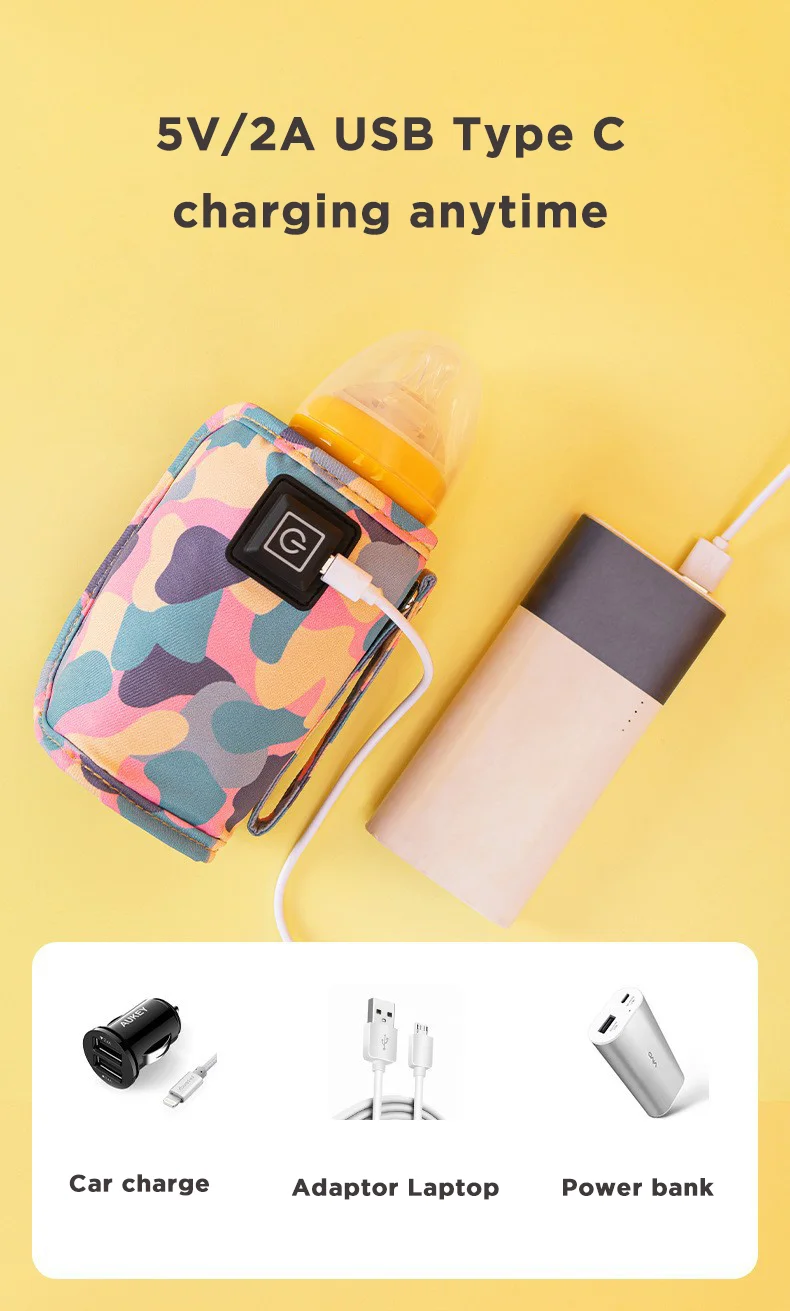 Usb Warmer Cover Baby Formula Milk Heating Insulation Portable Bottle