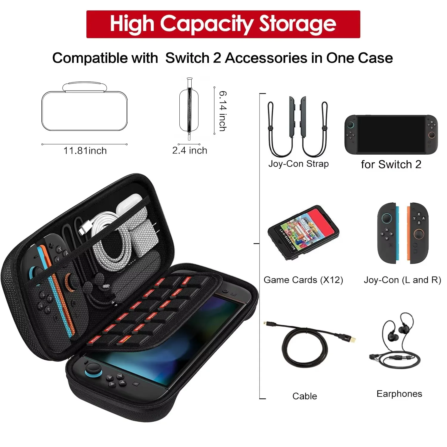 product laudtec custom protective eva hard shell portable shockproof game controller storage case hand bag for nitendo switch 2 yxj35-2