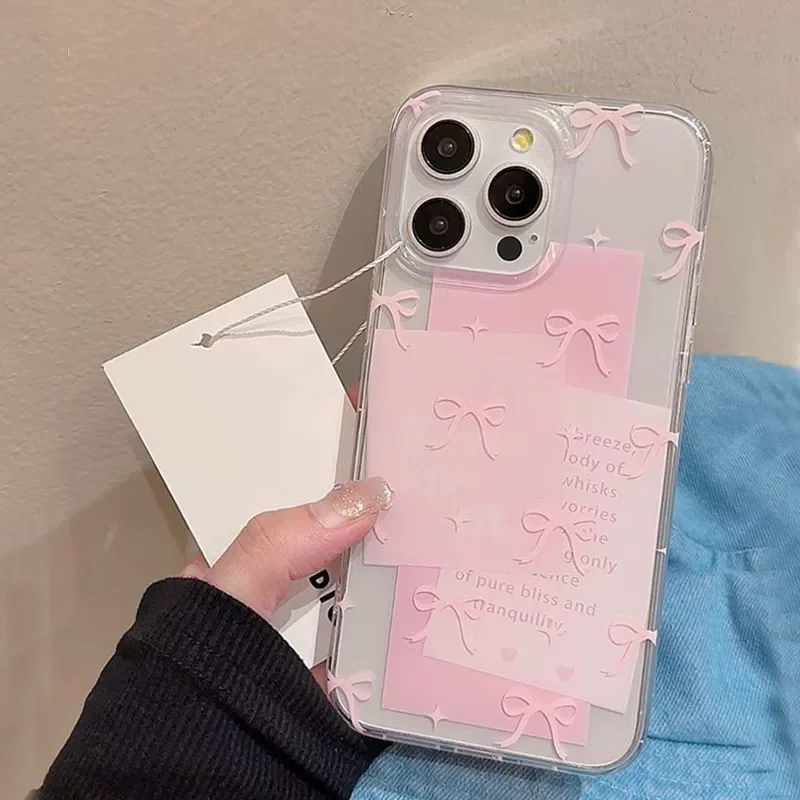 Ins New Korean Cute Pink Label Bow Girl's Heart Phone Case for iPhone 15 14 13 Pro Max Shockproof Back Cover for Girl Gift Soft Ins New Korean Cute Pink Label Bow Girl's Heart Phone Case for iPhone 15 14 13 Pro Max Shockproof Back Cover for Girl Gift Soft