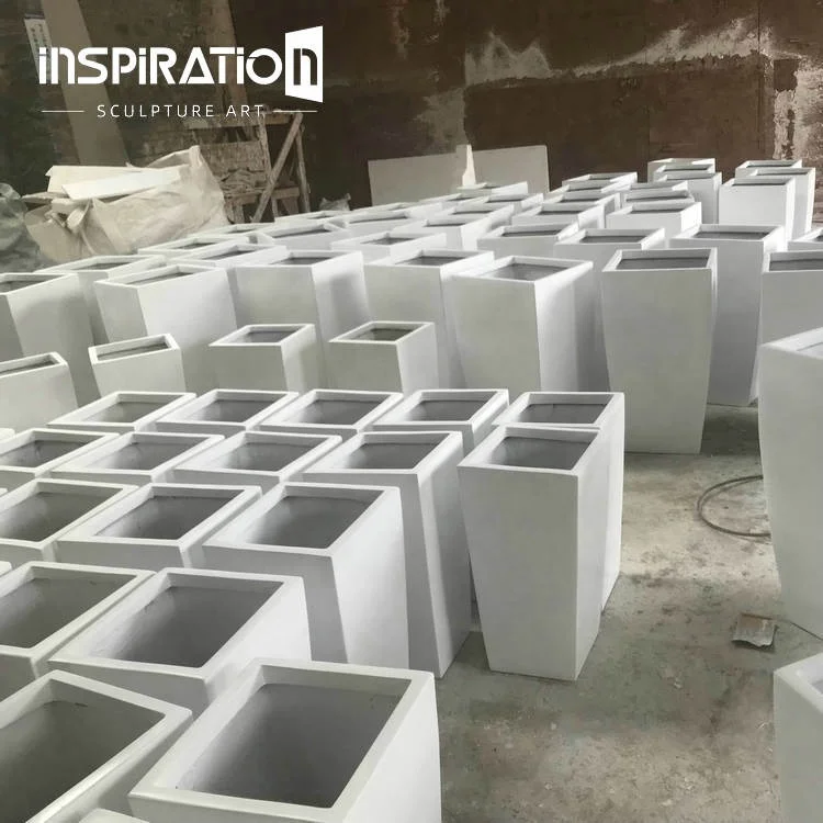 15 Year GFRC Planters Manufacturer Customized Concrete Trough Commercial GRC Planter Box