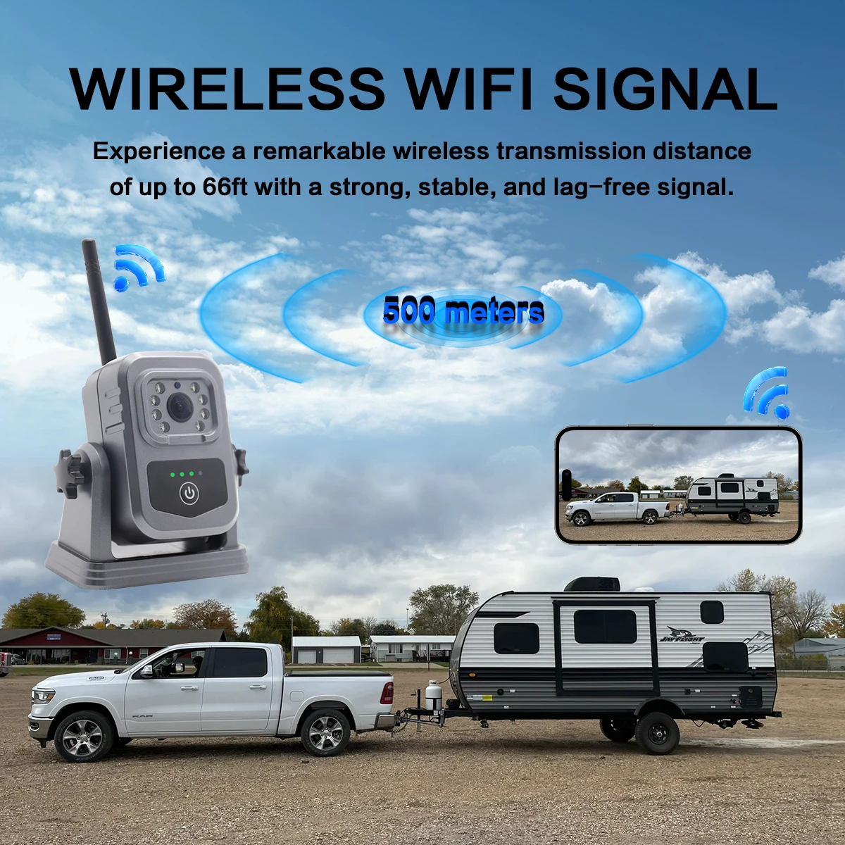 Magnetic Wireless Backup Camera Built in Battery for Mobile Wifi App IP68 Support 1080P Reverse Camera for Car Truck Van RV