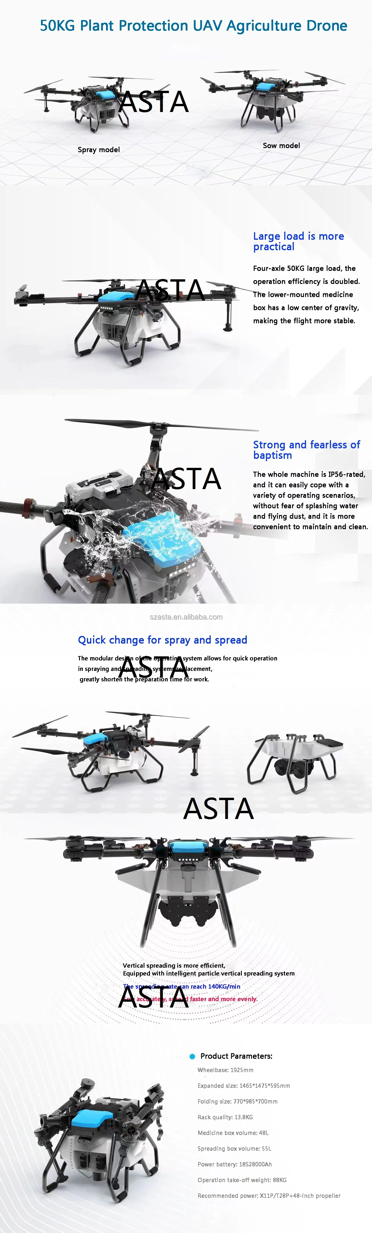 30l 50l Large Capacity Agricultural Spray Drone Paddy Farms Complete