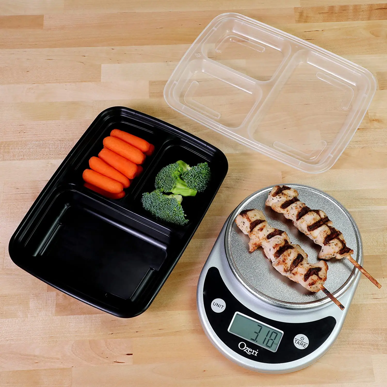 Reusable Fast Food Container American Disposable Microwaveable Lunch Box With 3 Compartment