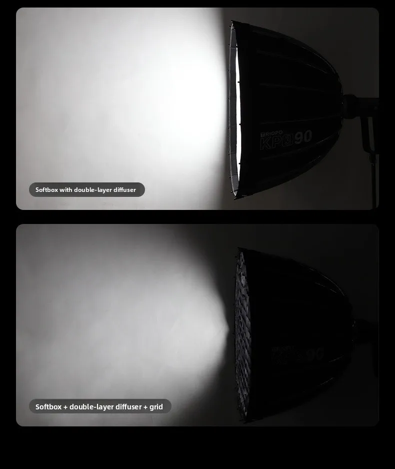Jiebao KP3 Baorongkou LED Live-Streaming Fill Light Studio Flash Deep-Horn Parabolic Quick-Install Softbox 60x90cm 0.7-0.8kg