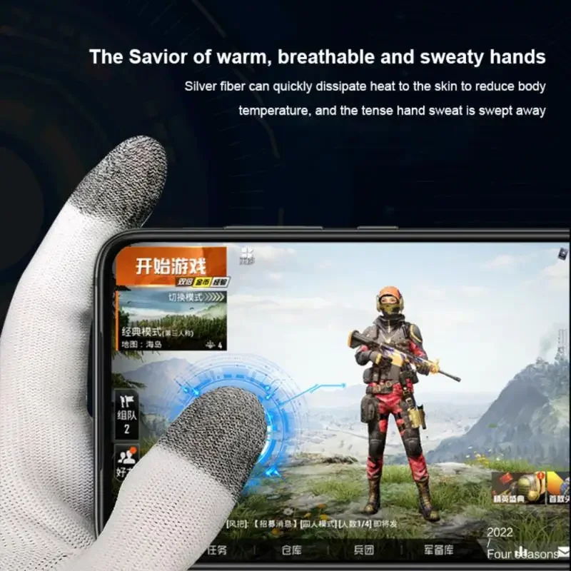 2023 Two-finger Gaming Finger Sleeves Mobile Game Gloves Sweat-proof Touch Screen Finger aperçu 5