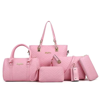 New ladies shoulder women 6 piece beauty large handbag sets fashion hand bags