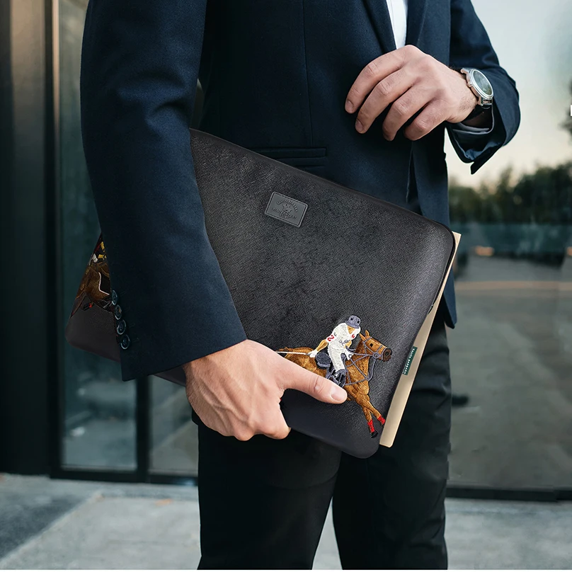 Embroidered Polo Pu Leather Laptop Sleeve With Plush Lining - Buy Fancy ...