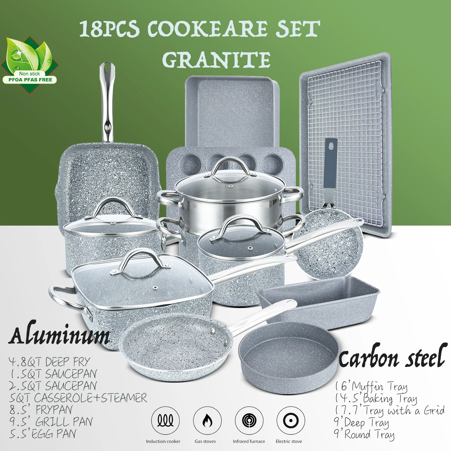 Luxury Utensils Set Kitchen Cookware Pans Cooking Cookware Sets