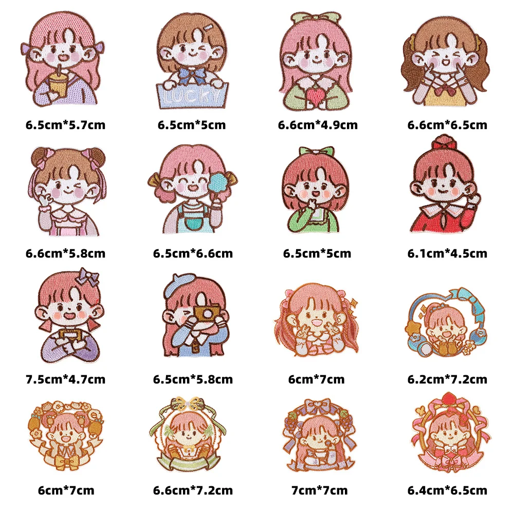 Lovely Custom Embroidered Patches Self Adhesive Girl Princess Stickers for Mobile case Jewelry Making