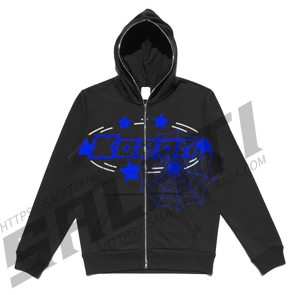 Custom Sweatshirt Total Full Face Zip up Cotton 3d Puff Print Hoodie for Men gallery 4