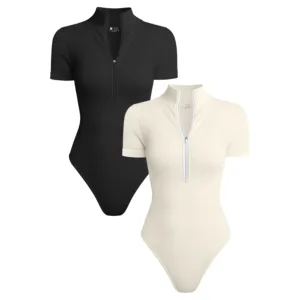 New Arrival High Neck Zipper Sports Bodysuit Fitness Yoga Wear Stylish High Neck Yoga Jumpsuit