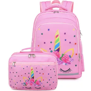 Girls Printing Pink School Bag Children Polyester Backpack Kids Bags Backpacks