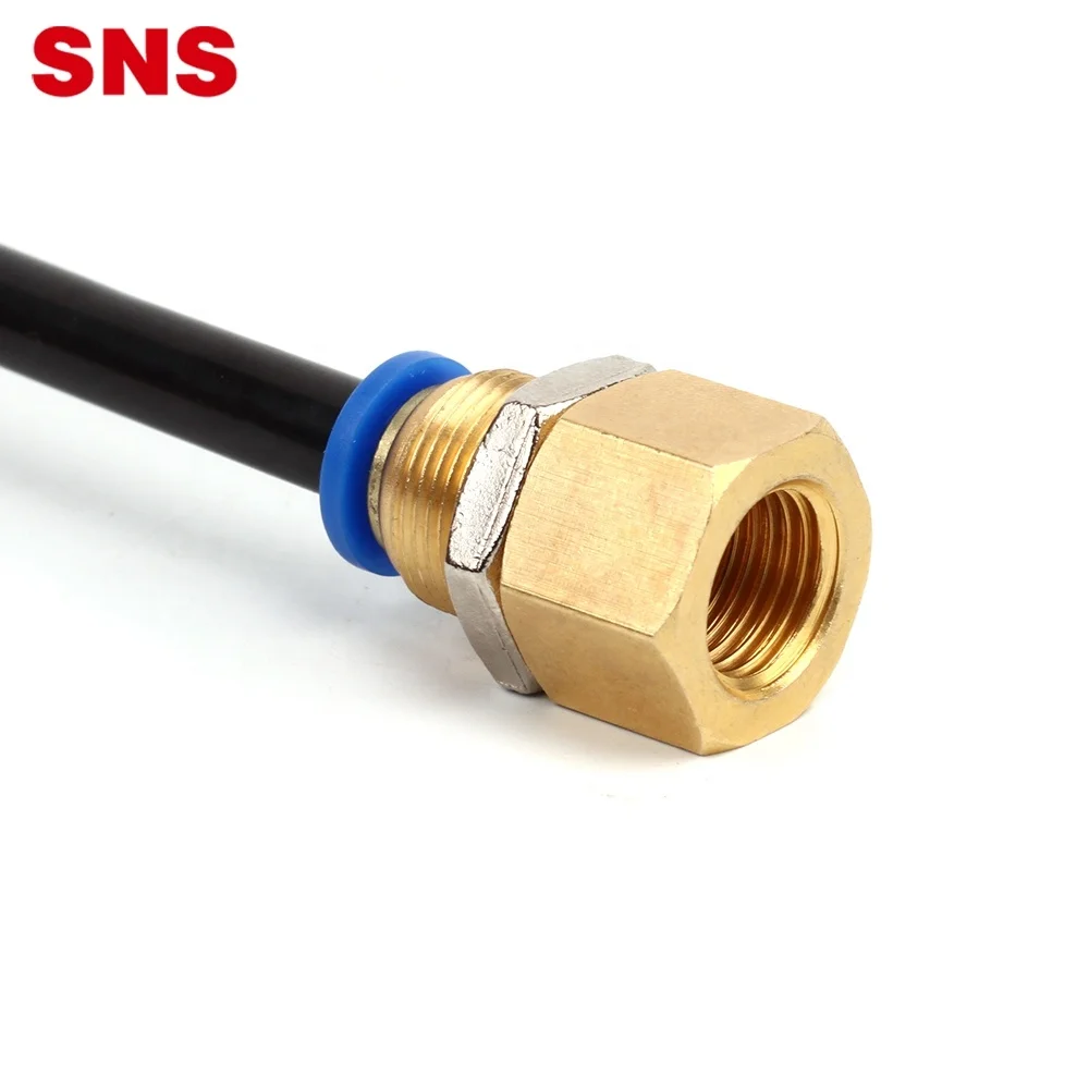 SNS SPMF Series One Touch air Hose Tube Quick Straight Brass Bulkhead Fitting Pneumatic Female Thread Connector