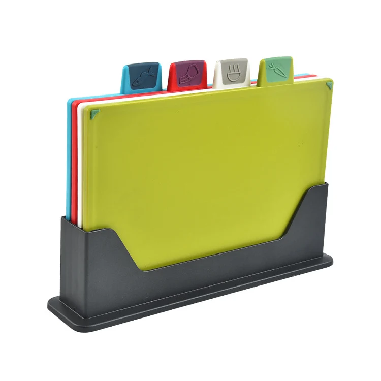 New Design Multi Purpose Chopping Cutting Board Blocks Set 4pcs Plastic Cutting Board With Tray