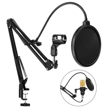 Microphone USB Mic BM800 Black Condenser Microphone With Scissor Stand Filter for Laptop Smartphone Sound Card Free detail image