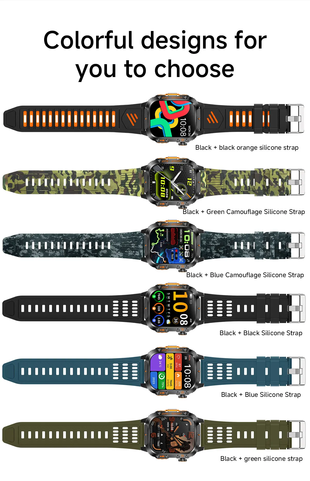 product laudtec sport flash light smart watches heart rate health monitoring gps smartwatch waterproof outdoor sports watch sb003-9