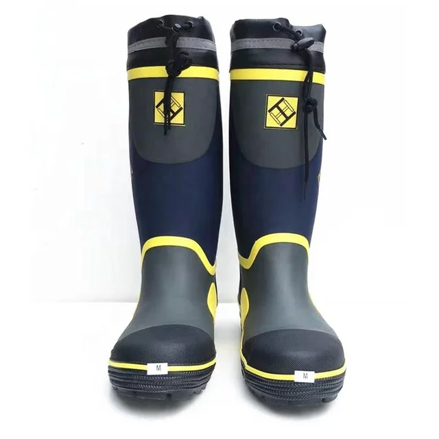 Outdoor High-Top Men Boots Foot Protection Oem Waterproof Industrial Marble Quarry Rubber Steel Toe Safety Rain Shoes