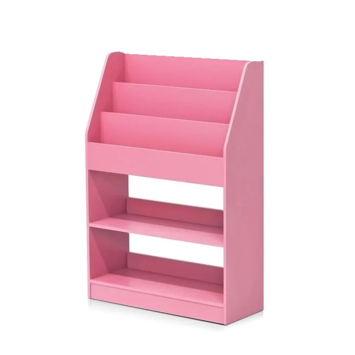 pink toy box with bookshelf