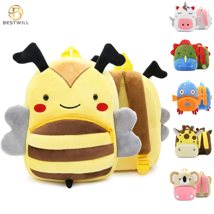 Small-sized Cute Unicorn Printing Cartoon Zoo Kid Animal Backpack Bags Kindergarten Children  Boys and Girls Plush School Bag