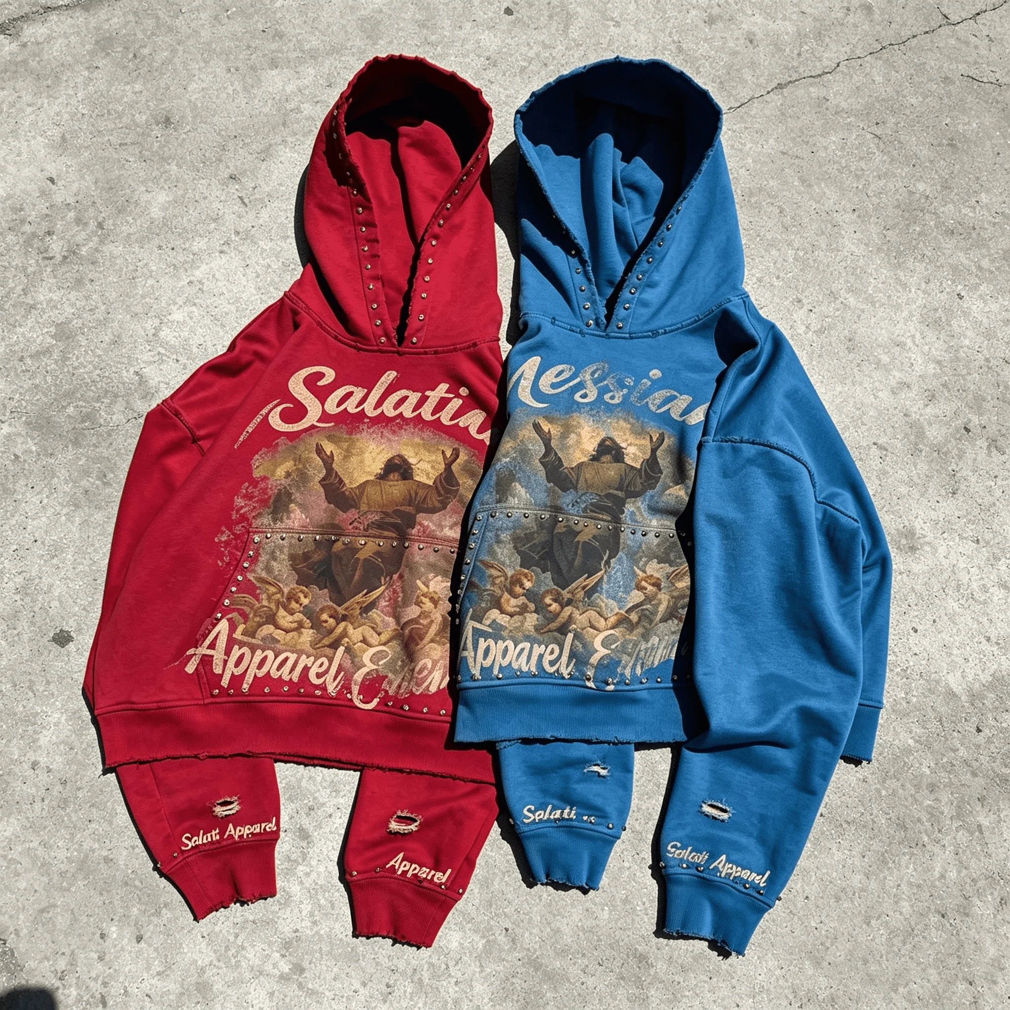 Custom Vintage Oversized Cotton Rhinestone Hoodie Acid Wash Distressed Graphic Pullover Sweatshirt gallery 4