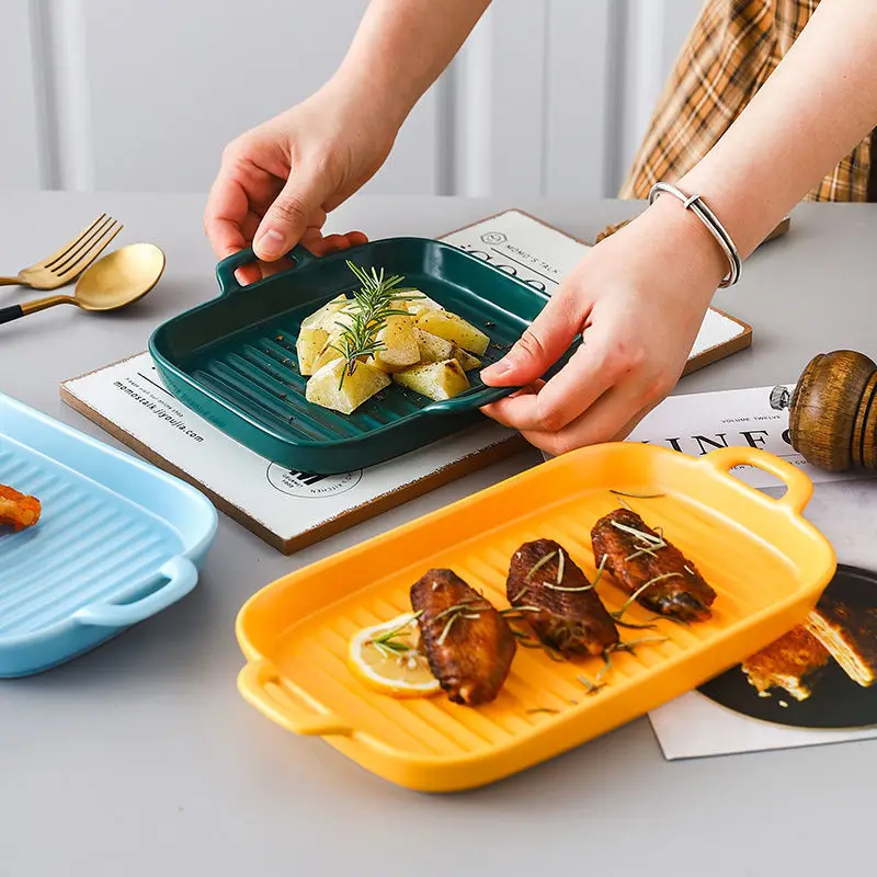 wholesale nordic ceramic plate baking pan ceramic baking tray