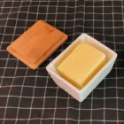 White rectangle airtight porcelain butter container ceramic butter dish with bamboo lid