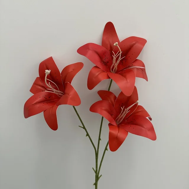 Wholesale 3D Printed Three-Headed Lily Artificial Flower for Thanksgiving Chinese New Year & Back to School